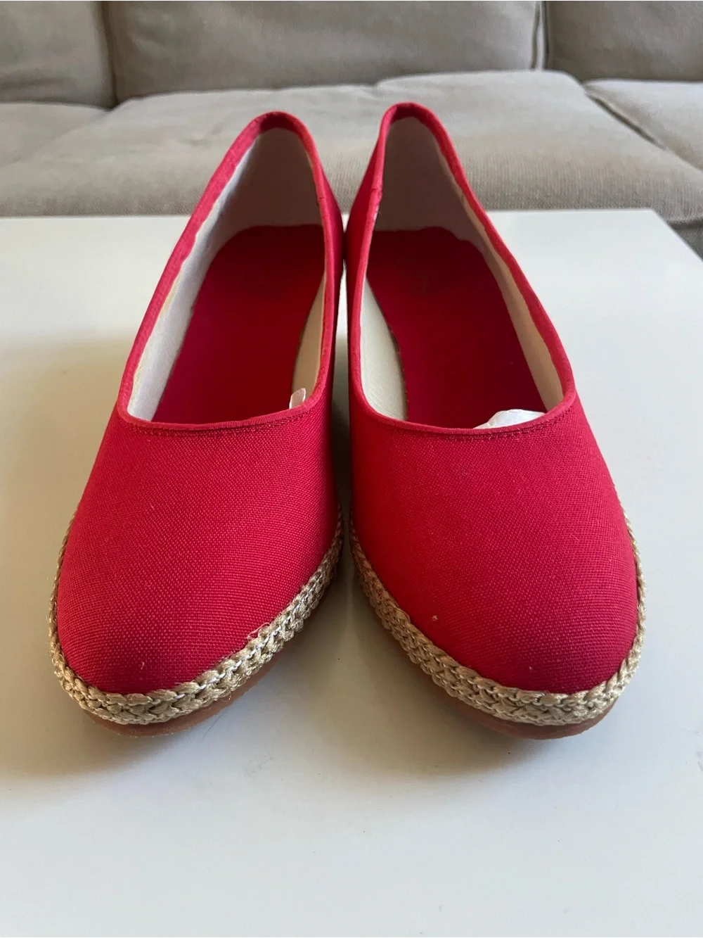 Red Espadrille Wedge Pumps - Women Red new